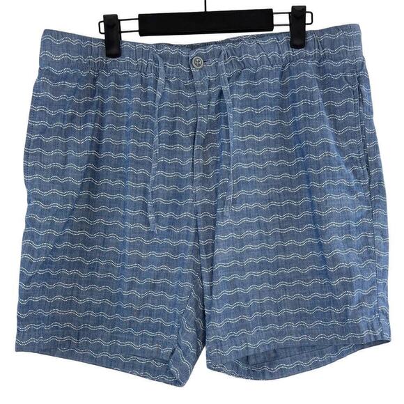 Bonobos Men's Shorts Size 35 Blue Chambray Elastic Waist 7" Casual Resortwear - Picture 1 of 8
